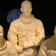 Butter sculptures of Apollo 11 astronauts Neil Armstrong, Michael Collins and Buzz Aldrin.